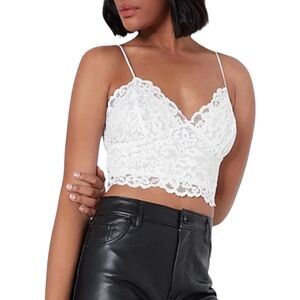 Express‎ Allover Lace Cropped Cami Bralette Top Size Large